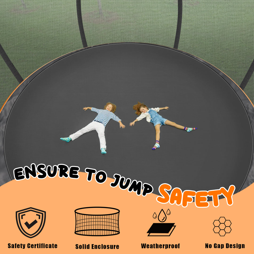 12FT Orange OutdoorTrampoline with Basketball Hoop