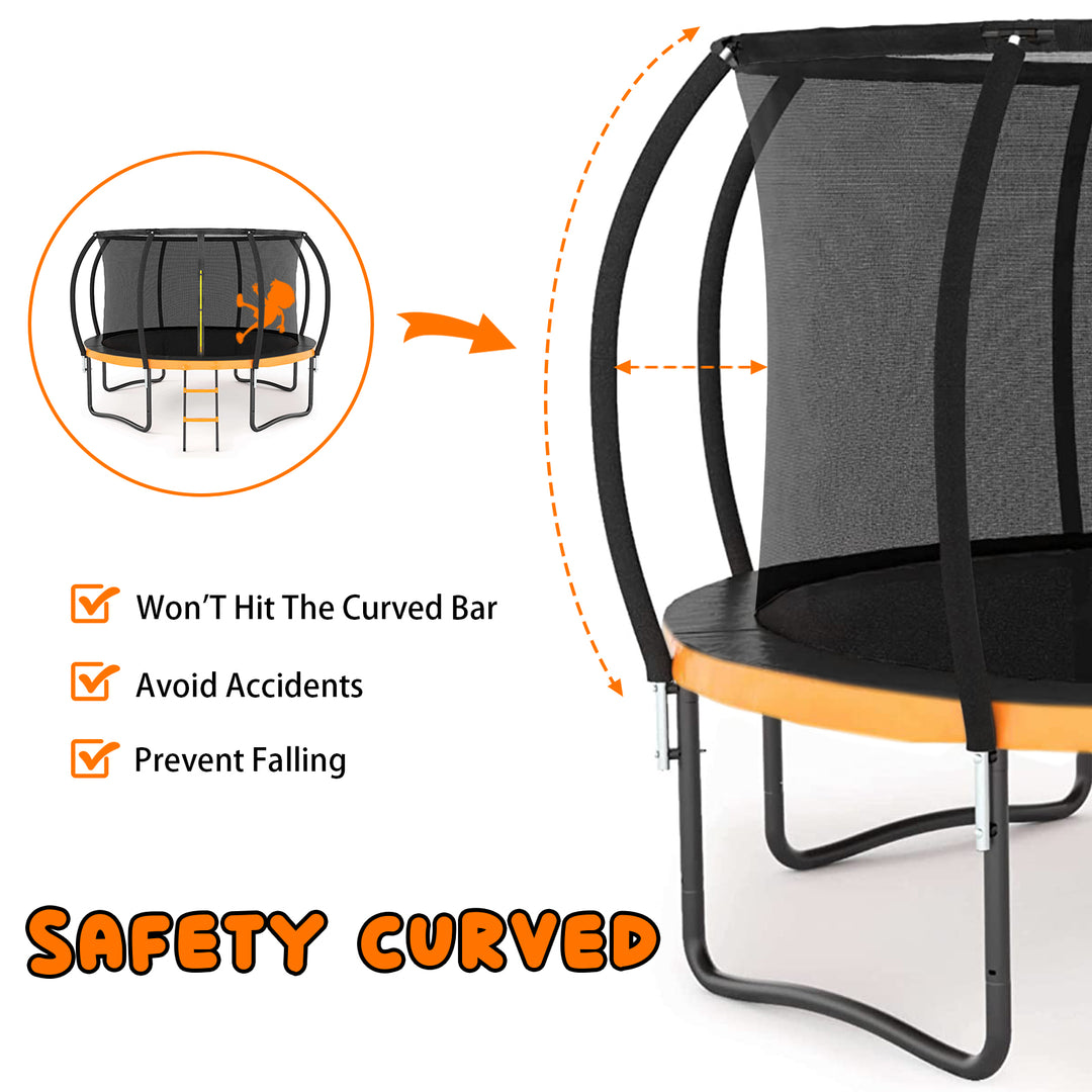 12FT Orange OutdoorTrampoline with Basketball Hoop