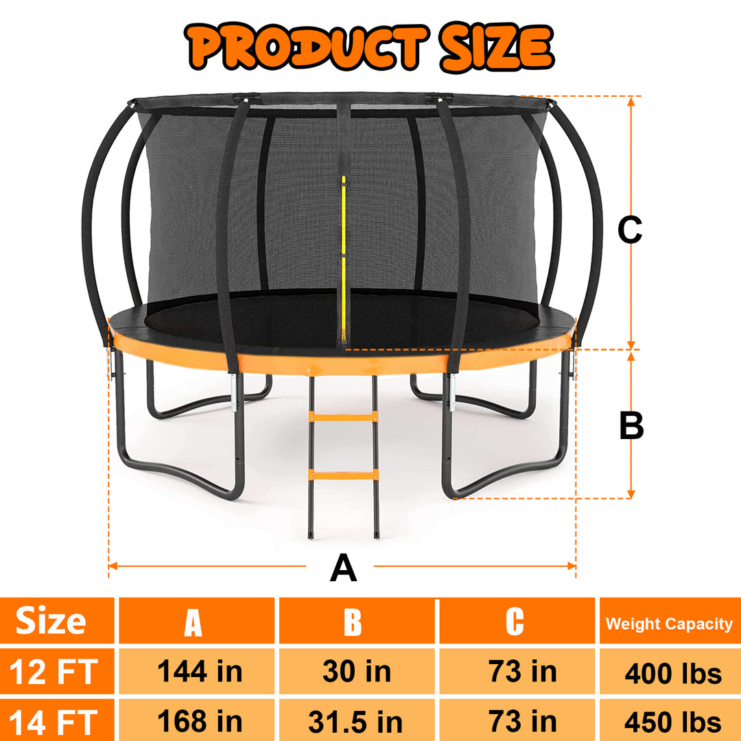 12FT Orange Outdoor Trampoline