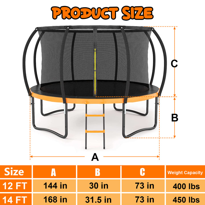 12FT Orange Outdoor Trampoline