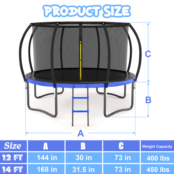 12FT Blue Outdoor Trampoline