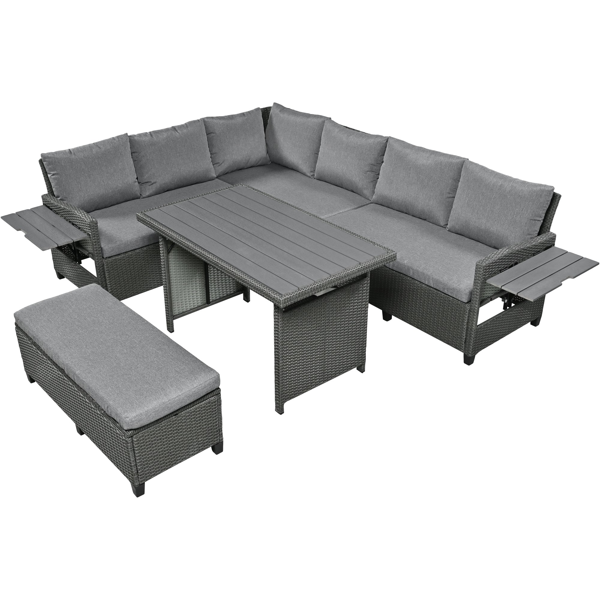 Corner grey rattan online sofa