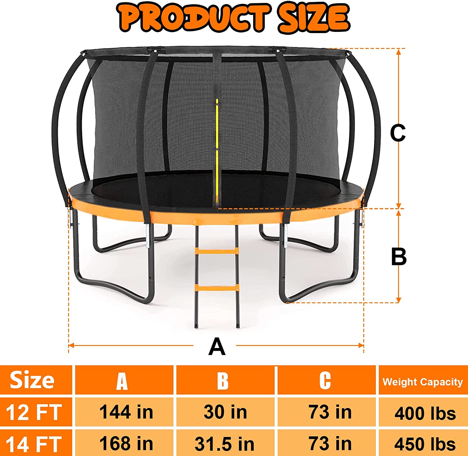 Trampoline cheap size 14